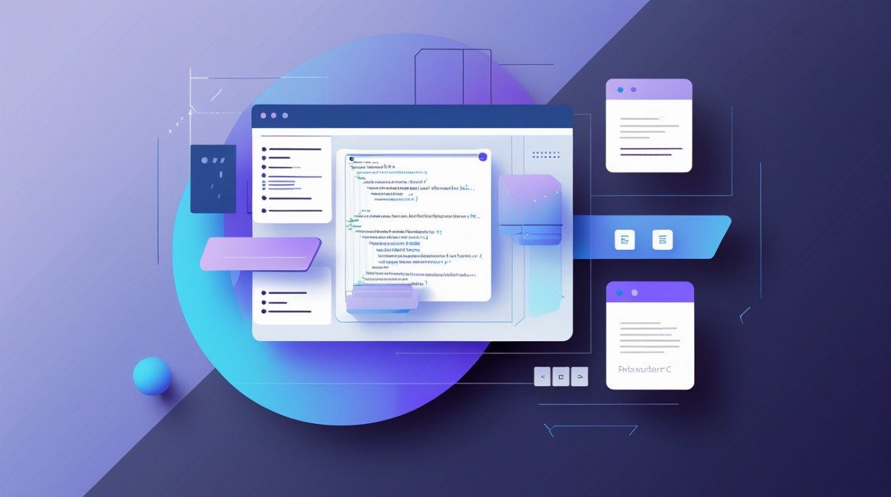 Modern digital interface with a focus on user interaction on a purple and blue gradient background.