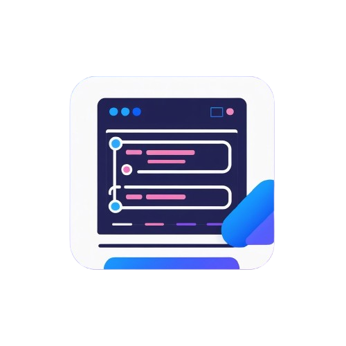 Icon of a computer screen with text on a white background