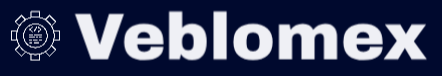 Veblomex logo on a blue background