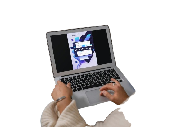 Person using a laptop with a white background